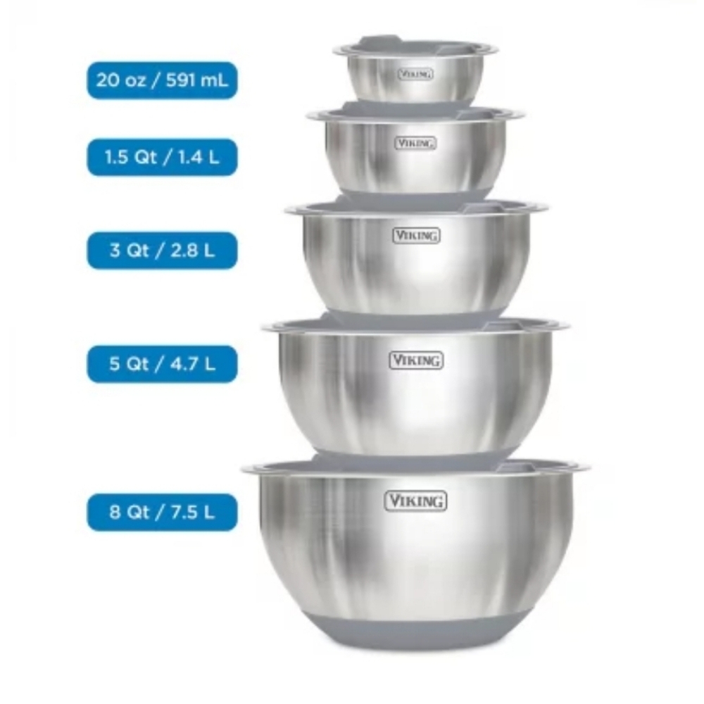 Vikings 10 pcs stainless steel mixing ,prep &serving bowls